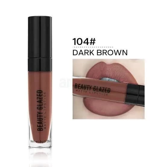 Beauty Glazed Liquid Matte Lipstick 104 Dark Brown