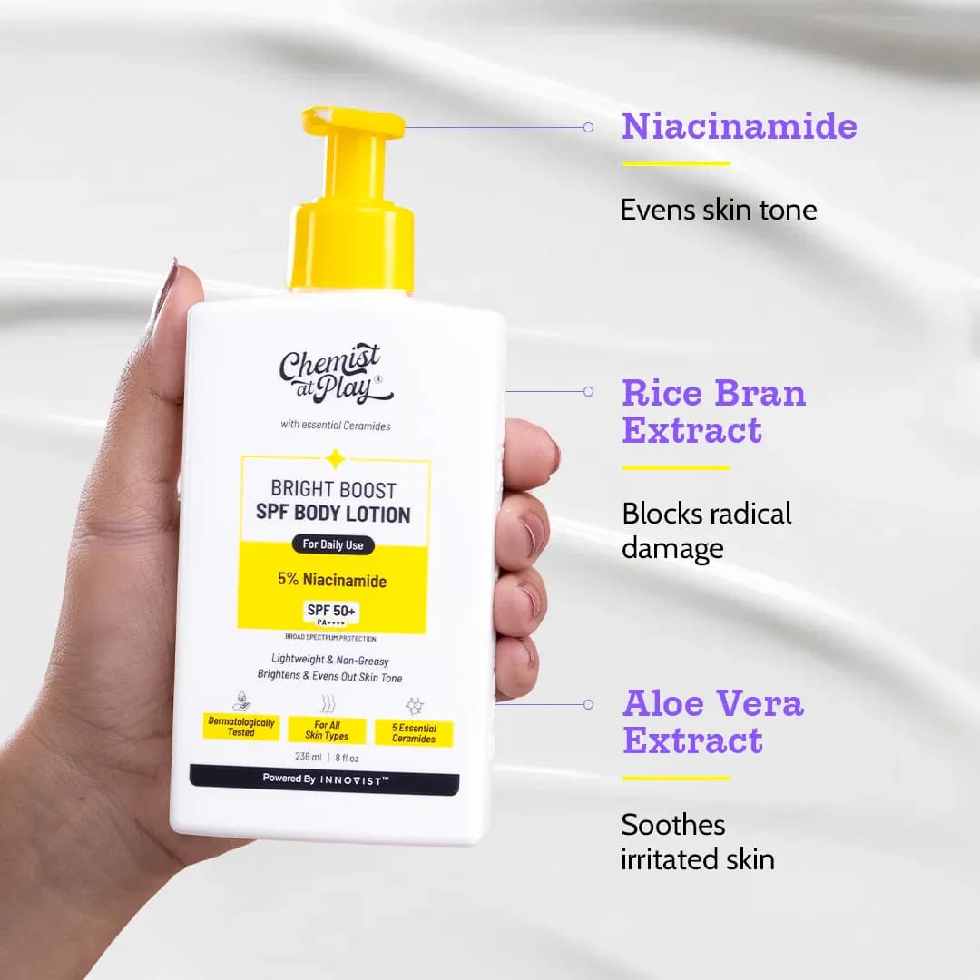 Chemist At Play Bright Boost SPF Body Lotion with Niacinamide & SPF 50+ - 236ml