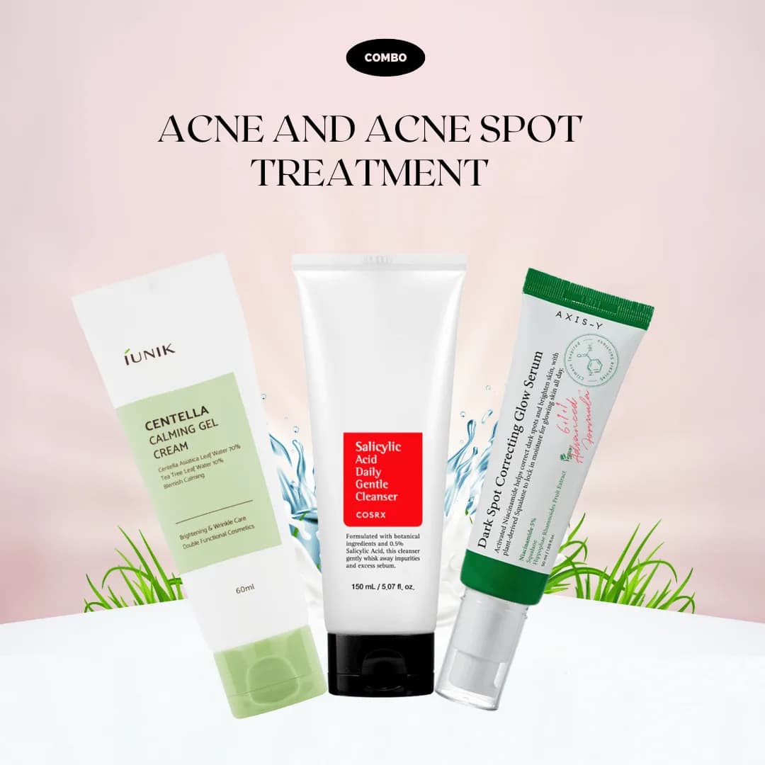 COSRX Cleanser, iUNIK Calming Gel, AXIS-Y Glow Serum Combo Set