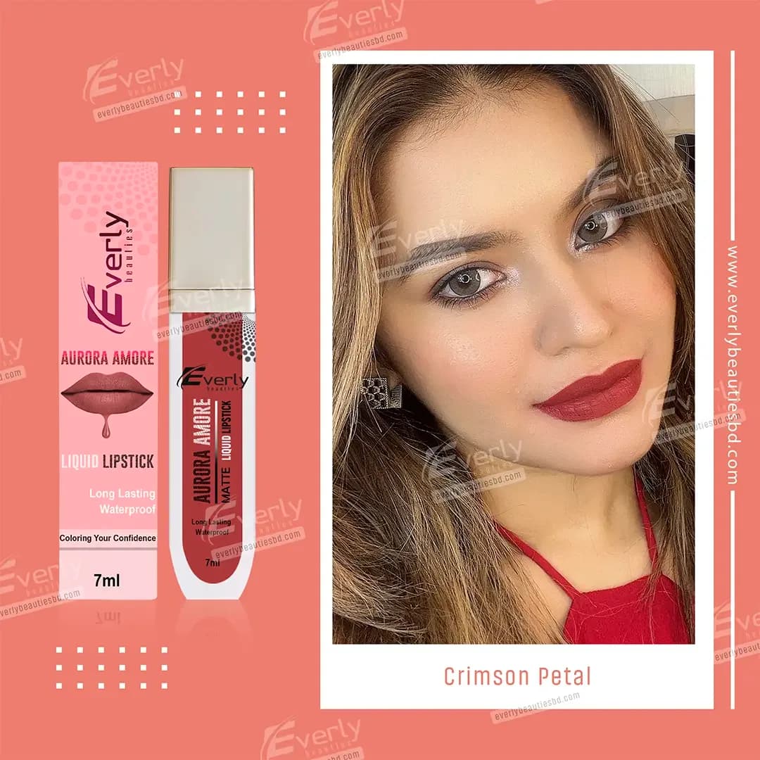 Everly Beauties Aurora Amore Matte Liquid Lipstick (Crimson Petal)