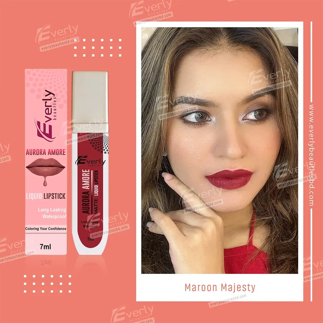 Everly Beauties Aurora Amore Matte Liquid Lipstick (Maroon Majesty)