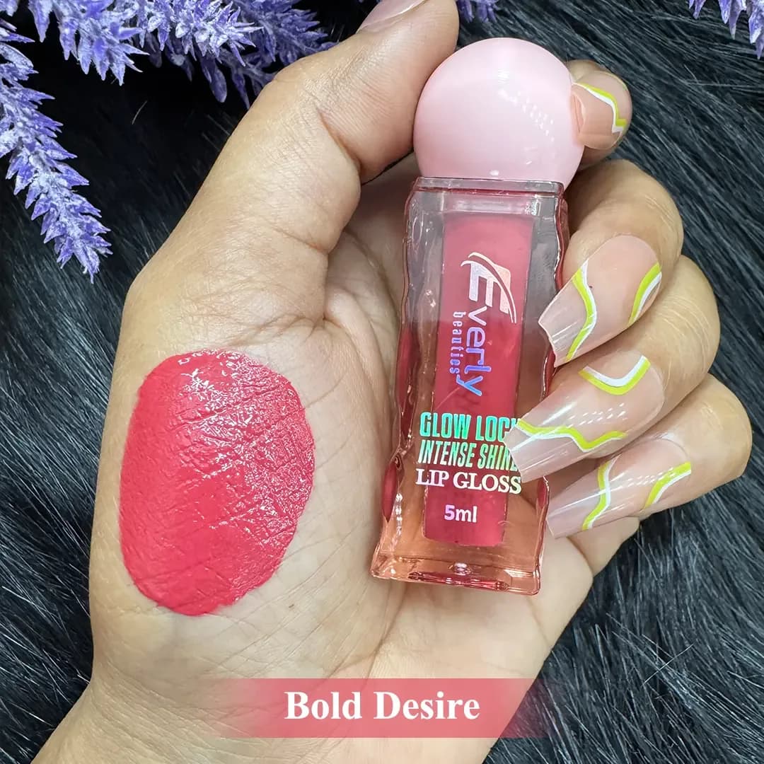 Everly Beauties Glow Lock Intense Shine Lip Gloss (Bold Desire)