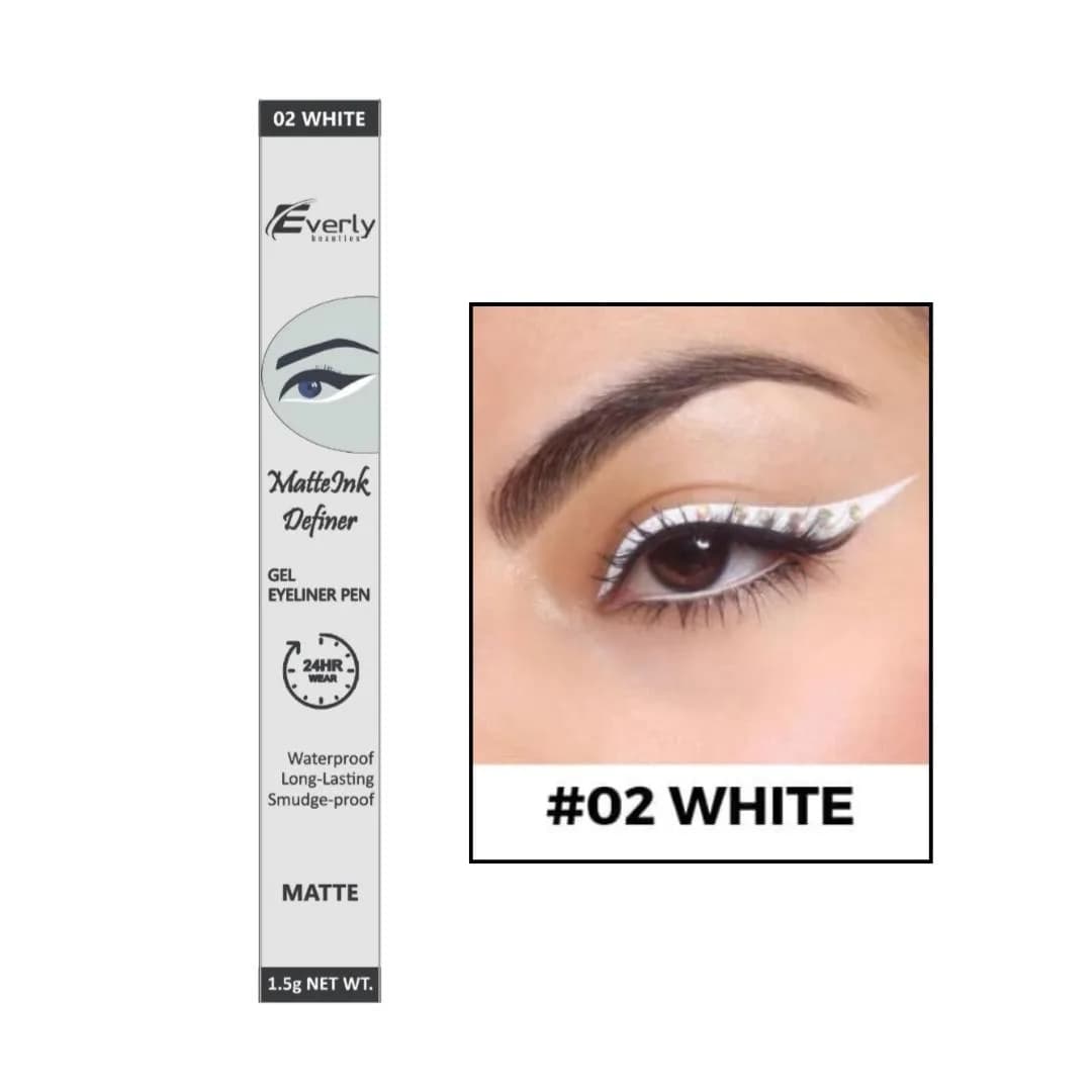Everly Beauties Matte Ink Definer Waterproof Gel Eyeliner Pen (White)