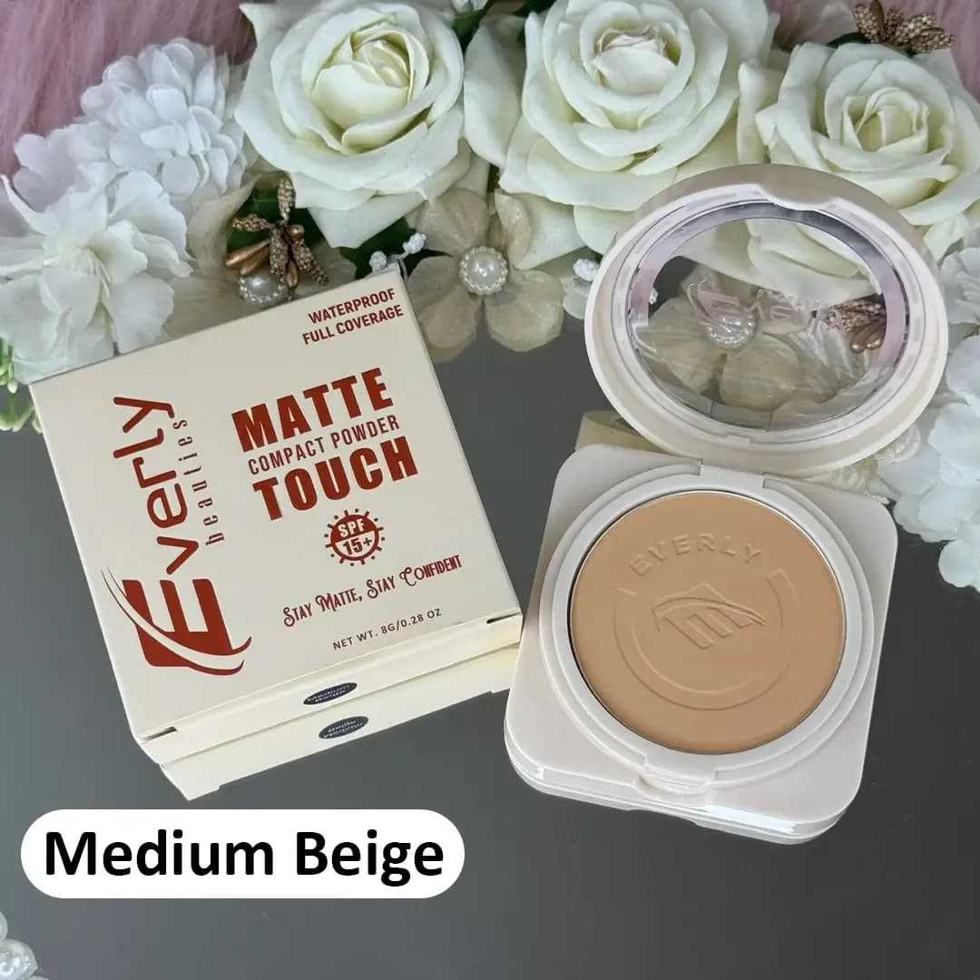 Everly Beauties Matte Touch Compact Powder SPF 15+ (Medium Beige)