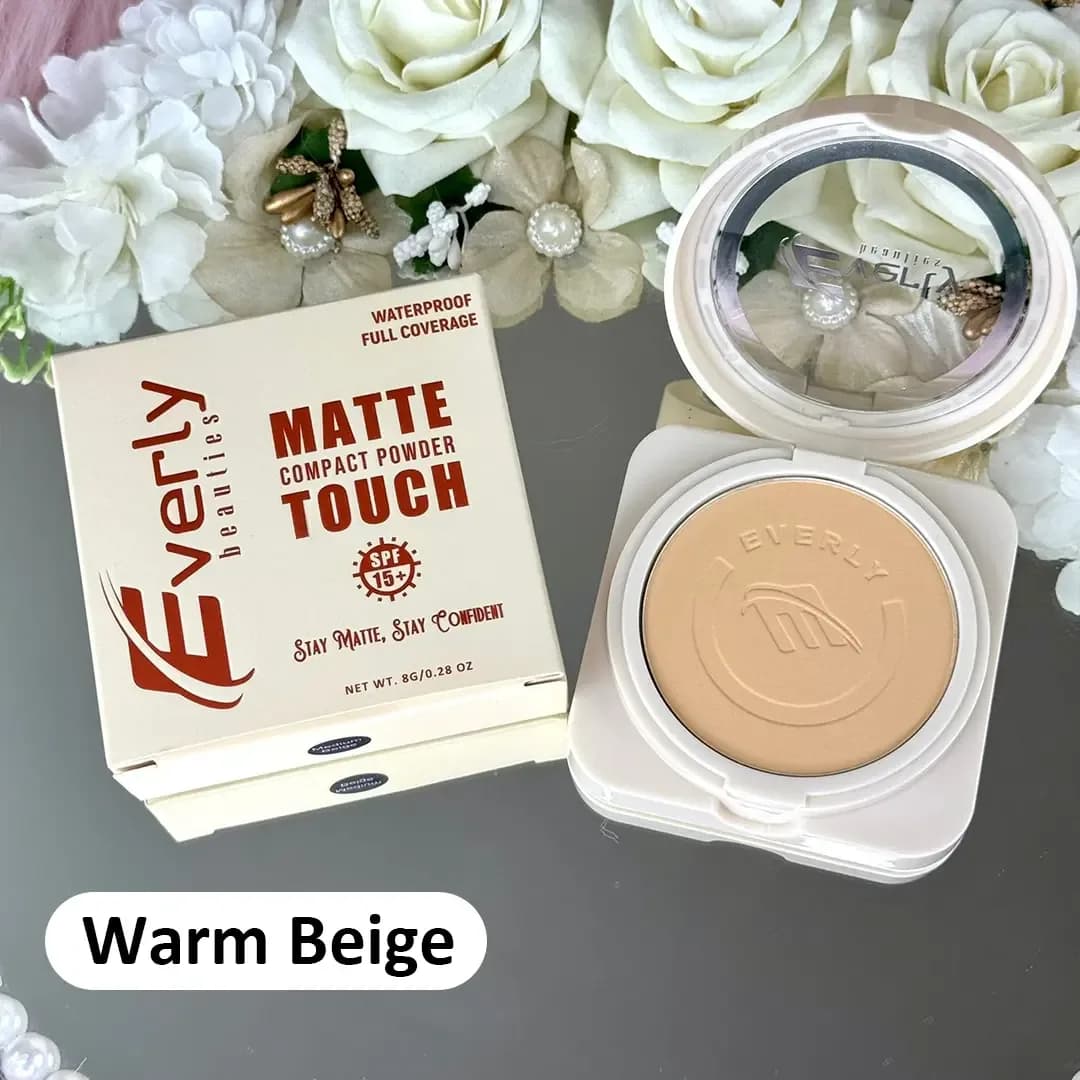 Everly Beauties Matte Touch Compact Powder SPF 15+ (Warm Beige)