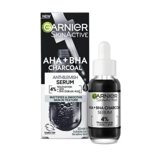 Garnie Pure Active AHA+BHA Charcoal Anti-Blemish Serum 30ml