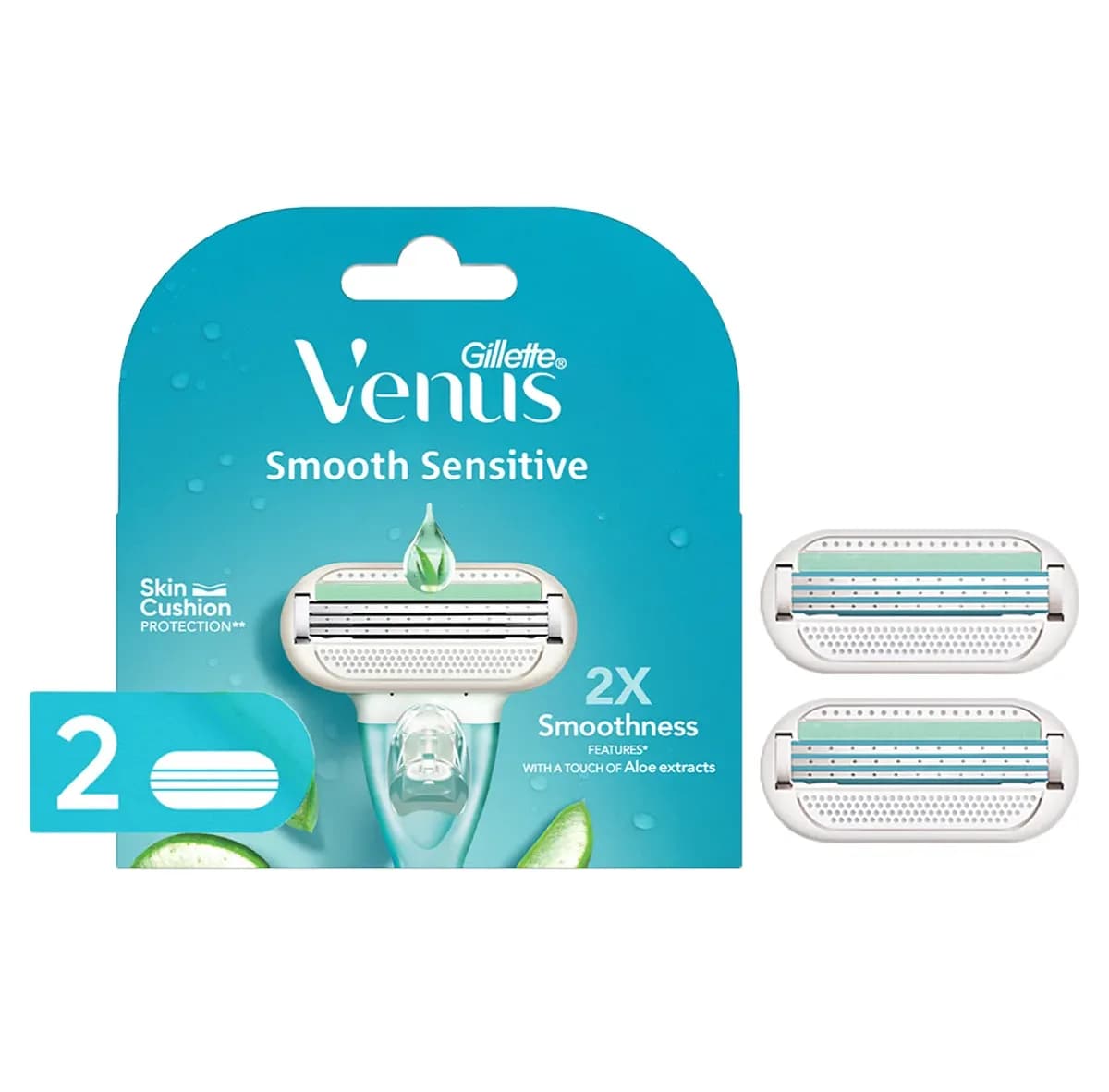 Gillette Venus Smooth Sensitive Women's Razor Blade Refills 2 Blades