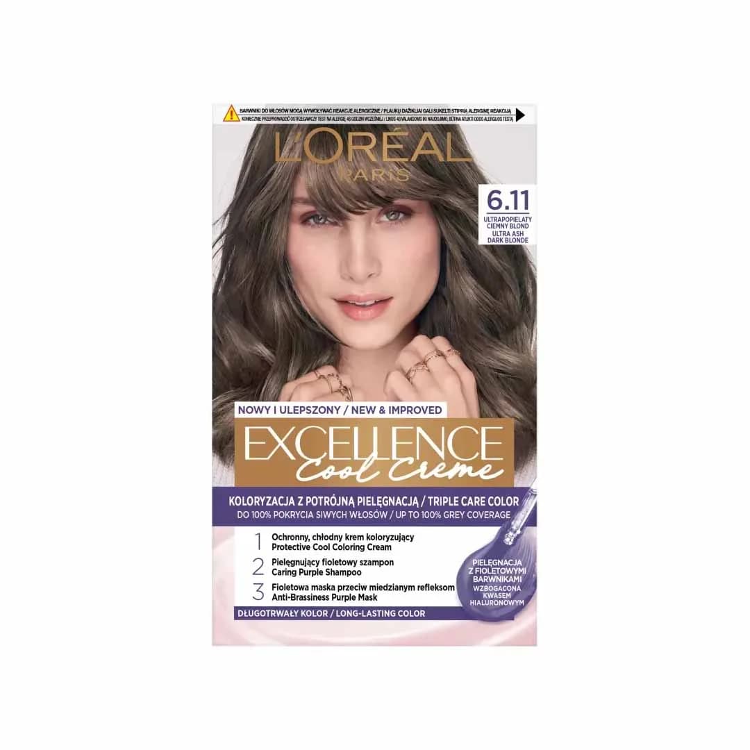 L'Oréal Paris New & Improved Excellence Cool Creme permanent hair dye 6.11 Ultra Ash Dark Blonde