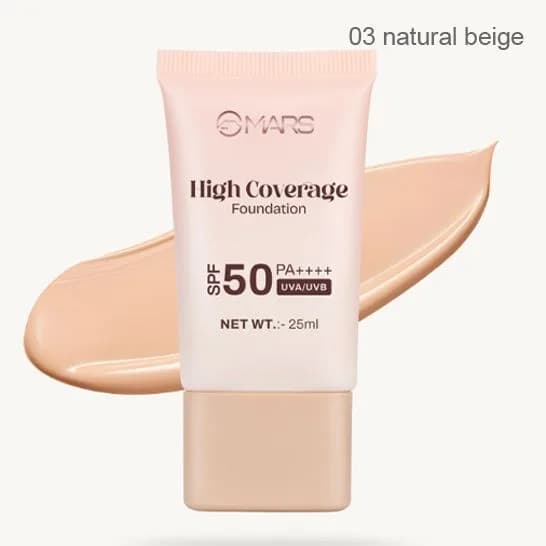 Mars High Coverage Foundation SPF 50PA++++ UVA/UVB 25ml - 03 natural beige