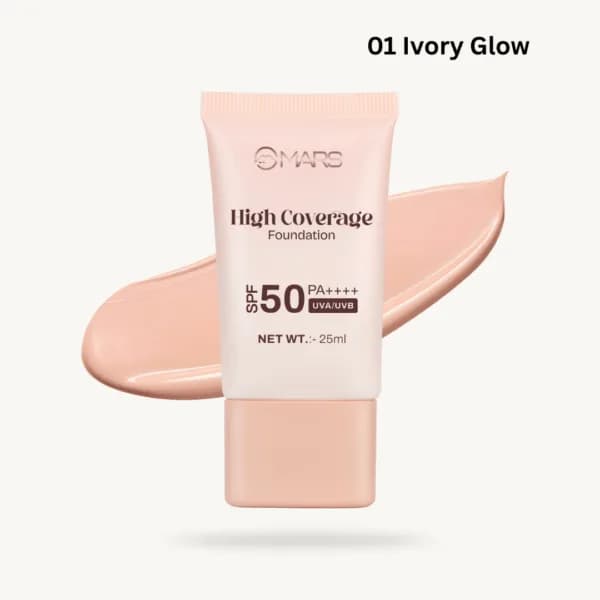 Mars High Coverage Foundation SPF 50PA++++ UVA/UVB 25ml -1 ivory glow
