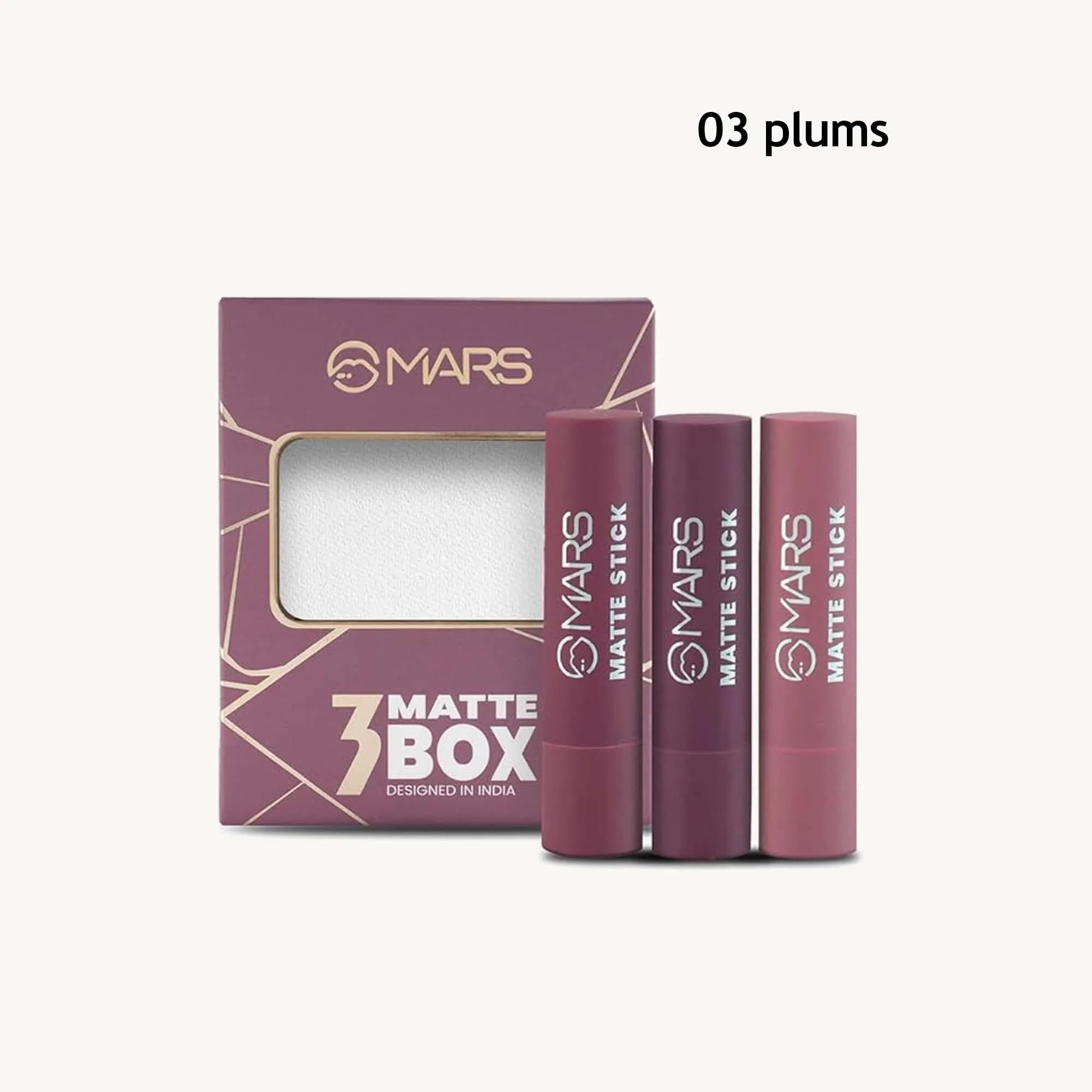 Mars Matte Box Set of 3 Lipsticks (03 plums)