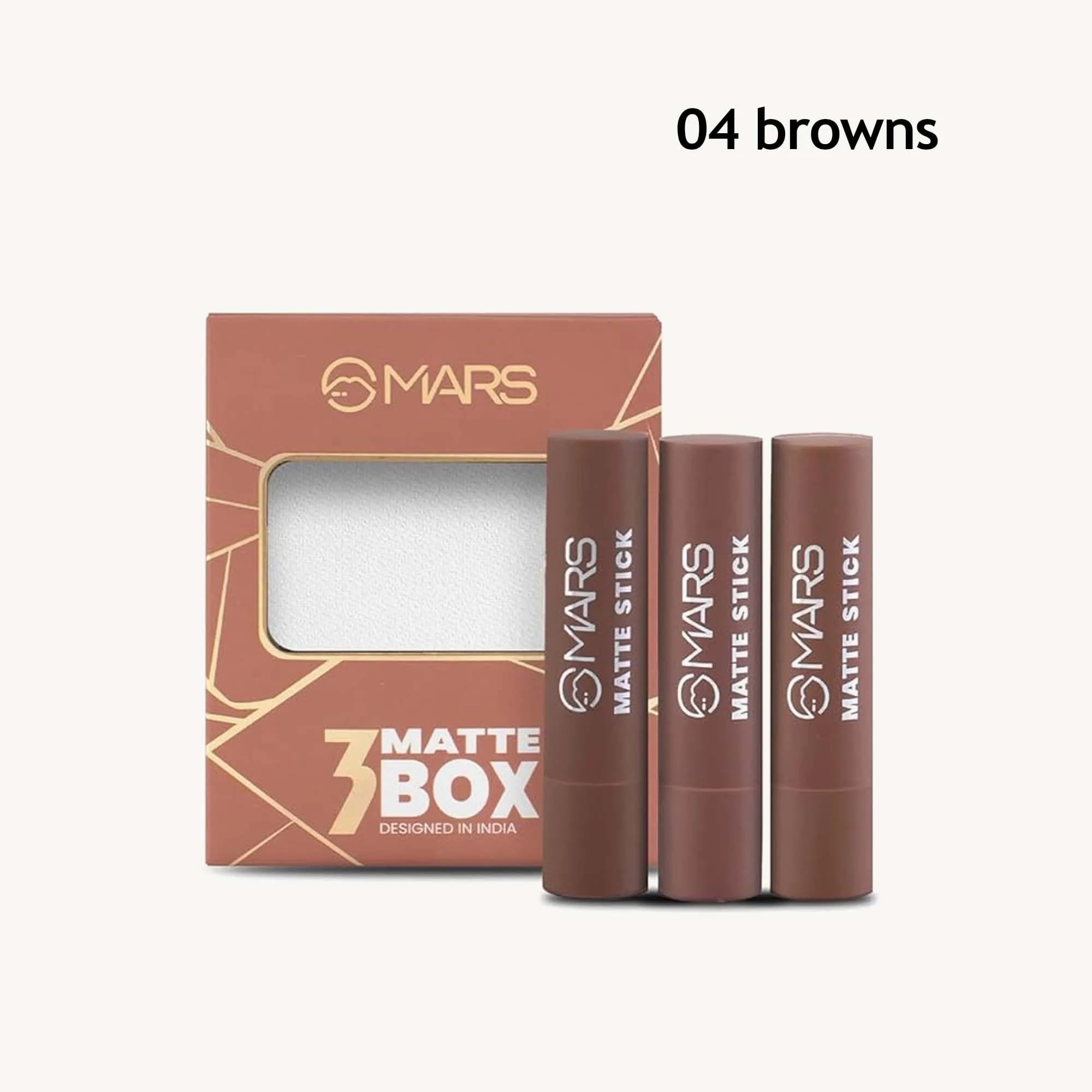 Mars Matte Box Set of 3 Lipsticks (04 browns)