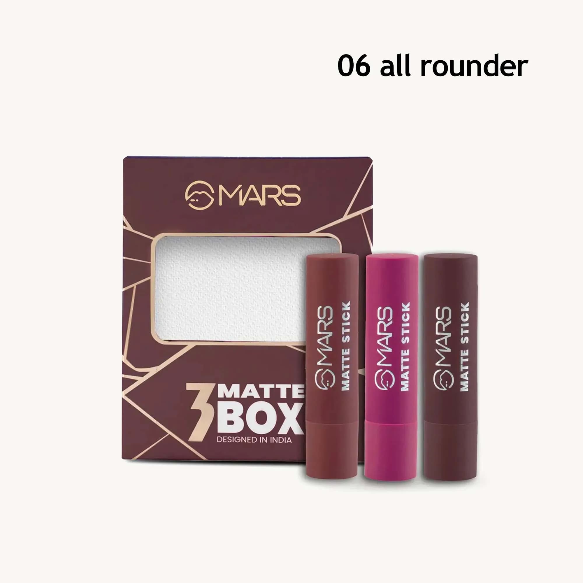 Mars Matte Box Set of 3 Lipsticks (06 all rounder)