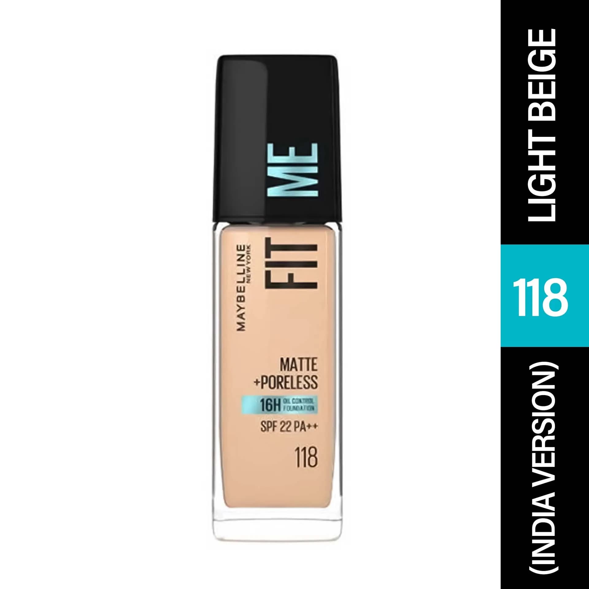 Maybelline Fit Me Matte Poreless Foundatio - 118 Light Beige (India Version)