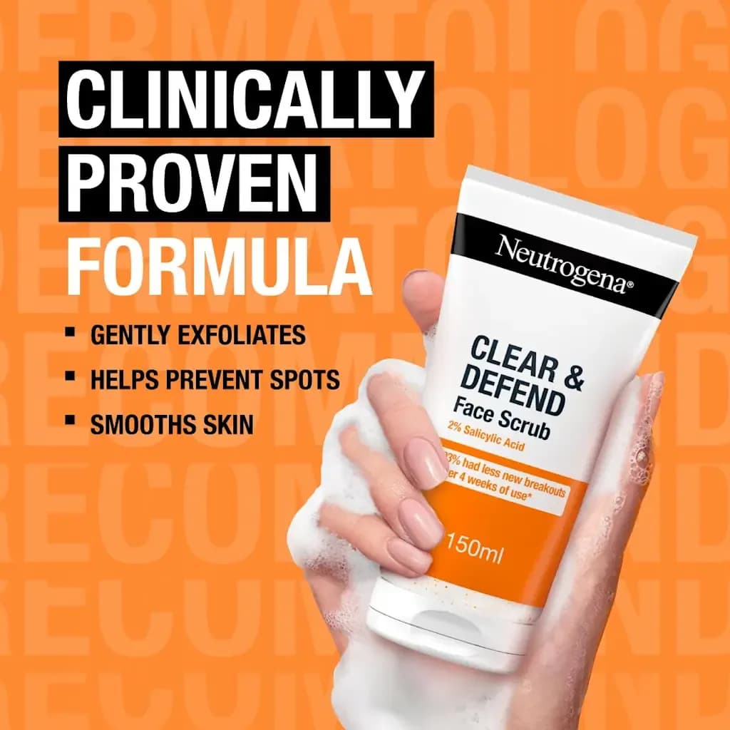 Neutrogena Clear & Defend 2% Salicylic Acid Face Scrub 150ml