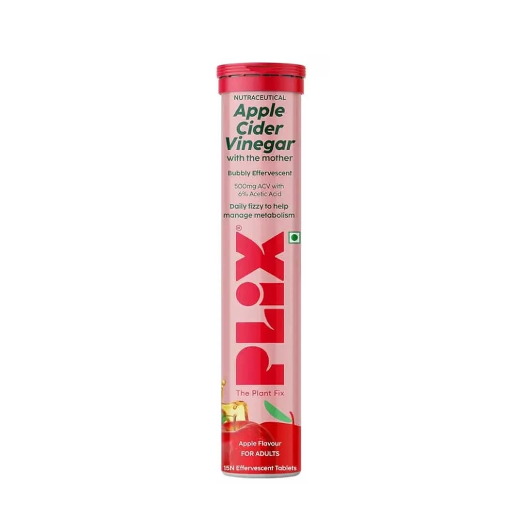 Plix Apple Cider Vinegar Apple Flavour Effervescent Tablets (15 Tablets)