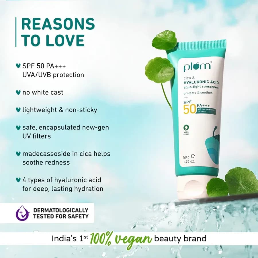 Plum Cica & Hyaluronic Acid Sunscreen SPF 50 PA+++ 50g