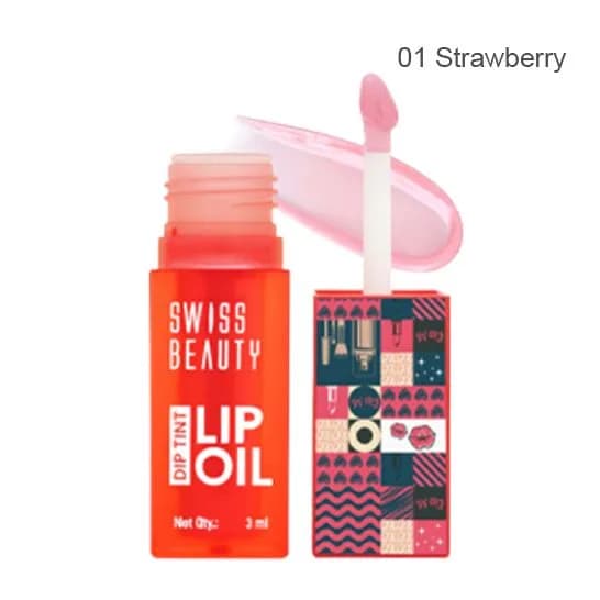 Swiss Beauty Dip Tint Lip Oil – 3ml (01  Strawberry)