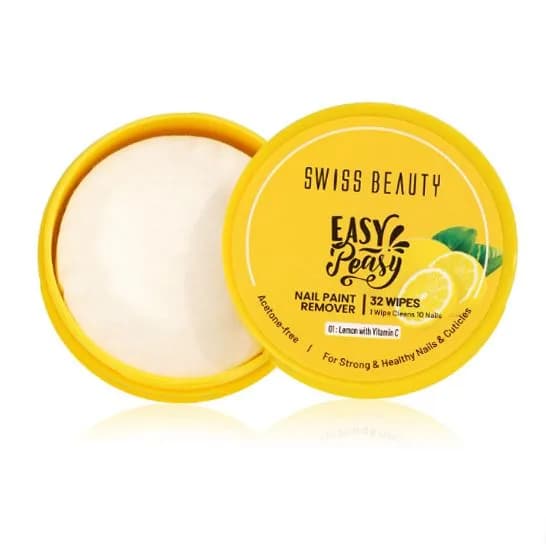 Swiss Beauty Easy Peasy Nail Paint Remover 32pcs Wipes Lemon With Vitamin C 01