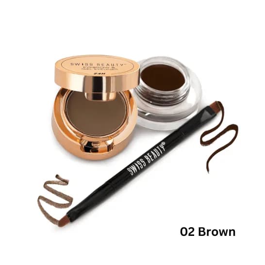 Swiss Beauty Eyebrow & Gel Eyeliner 2 in 1 – 7gm (02 BROWN)