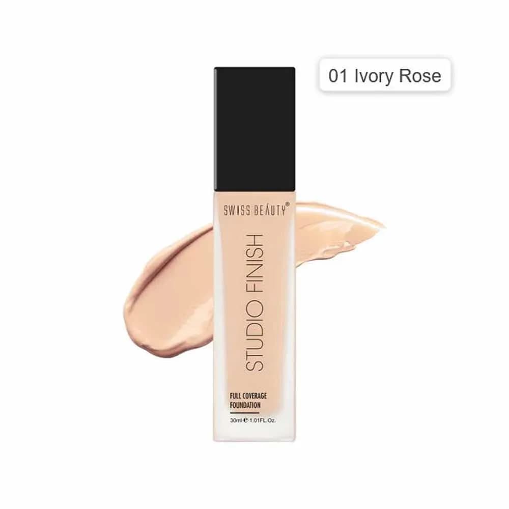 Swiss Beauty Full Coverage Foundation Studio Finish 30ml- 01  Ivory Rose