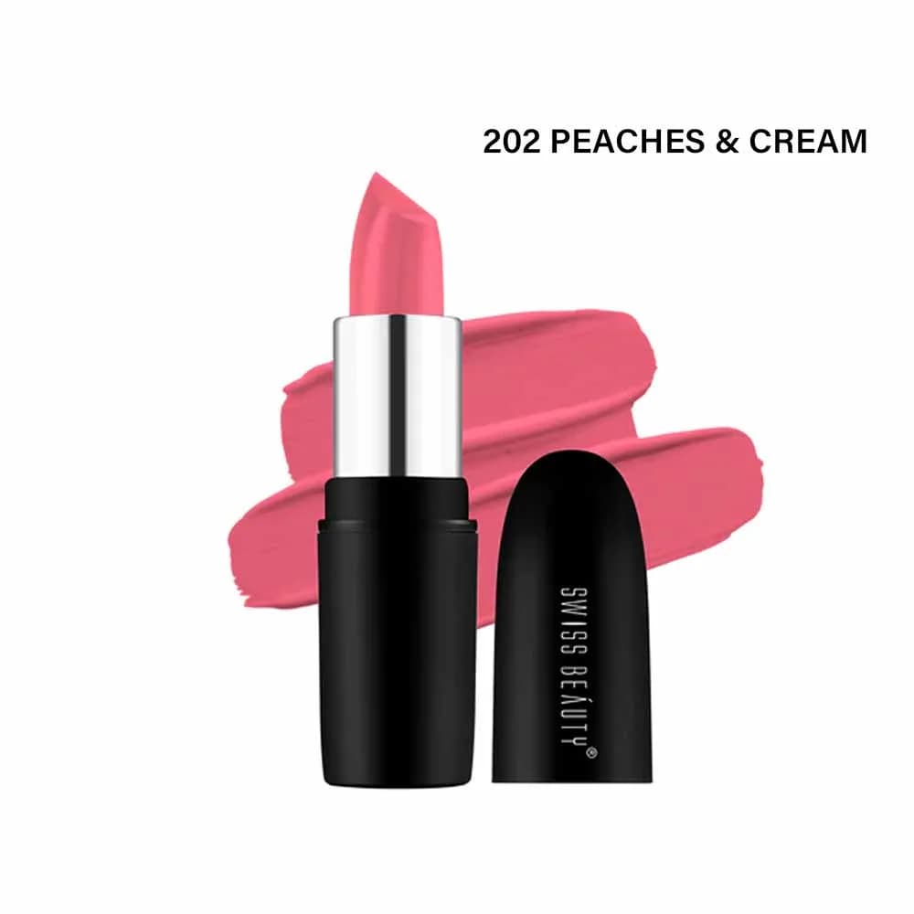 Swiss Beauty Pure Matte Lipstick - 202 Peaches & Cream