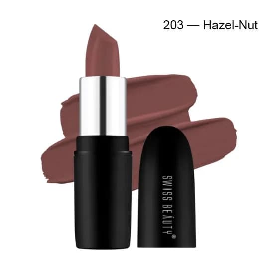 Swiss Beauty Pure Matte Lipstick -  203  Hazel-Nut