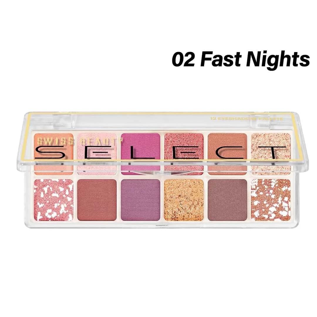 Swiss Beauty Select 12 Eyeshadow Palette 10g 02 Fast Nights