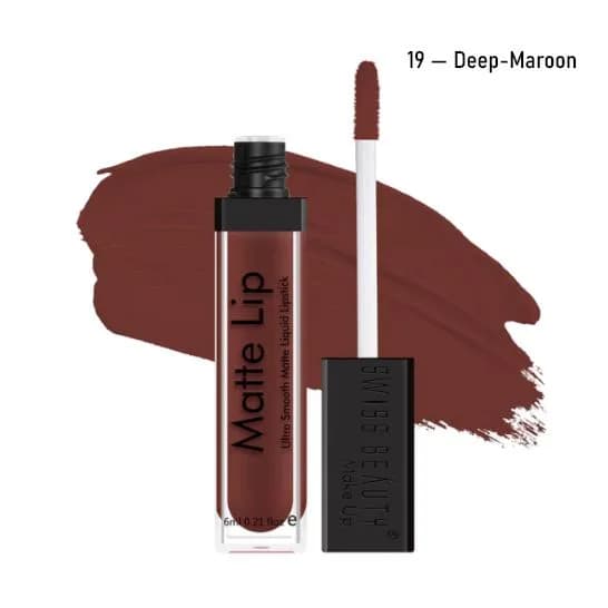Swiss Beauty Ultra Smooth Matte Liquid Lipstick – 6ml (19-DEEP MAROON)
