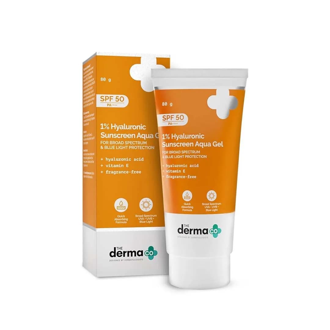 The Derma Co 1% Hyaluronic Sunscreen Aqua Gel with SPF 50 & PA++++ 80g