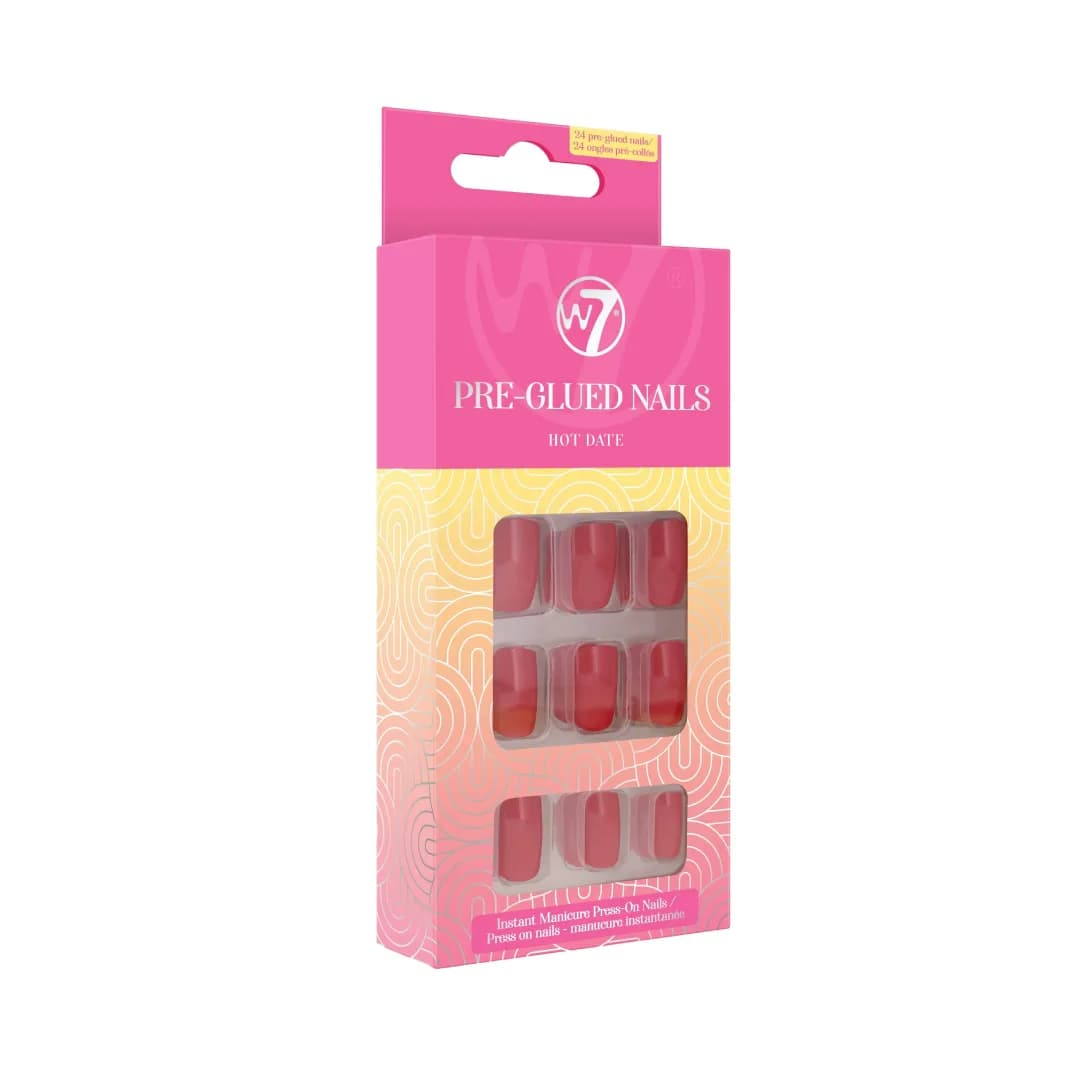 W7 False Nails Pre-Glued Nails – Hot Date