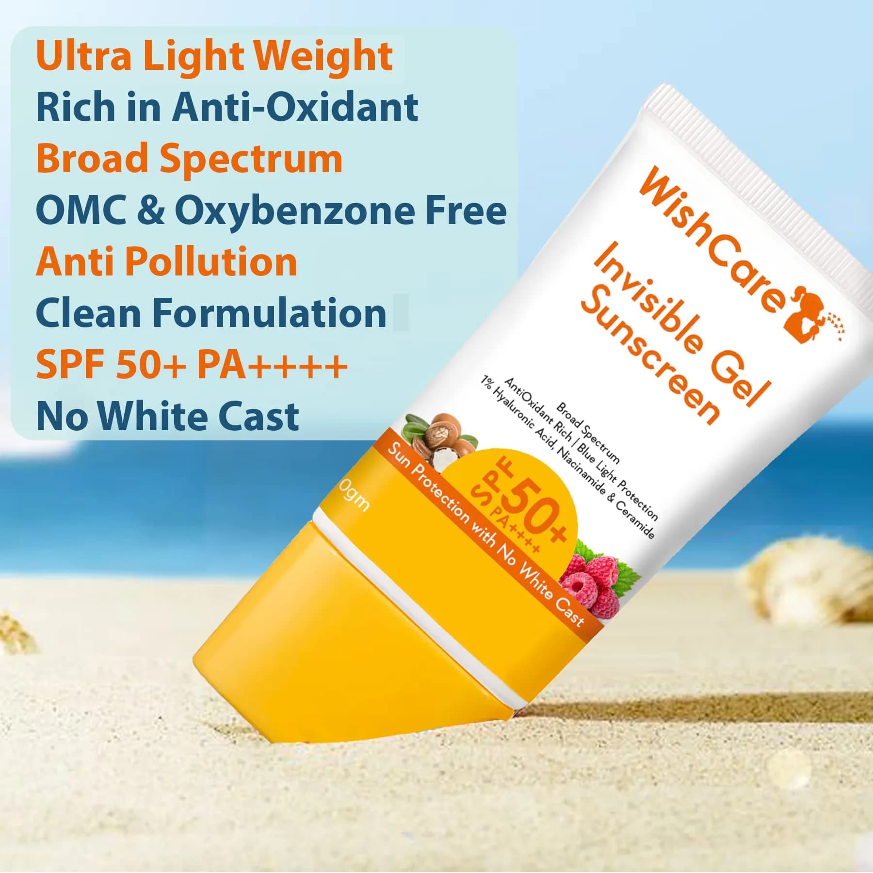 Wishcare Invisible Gel SPF50 Sunscreen For Face – Broad Spectrum Protection – PA++++-50ml