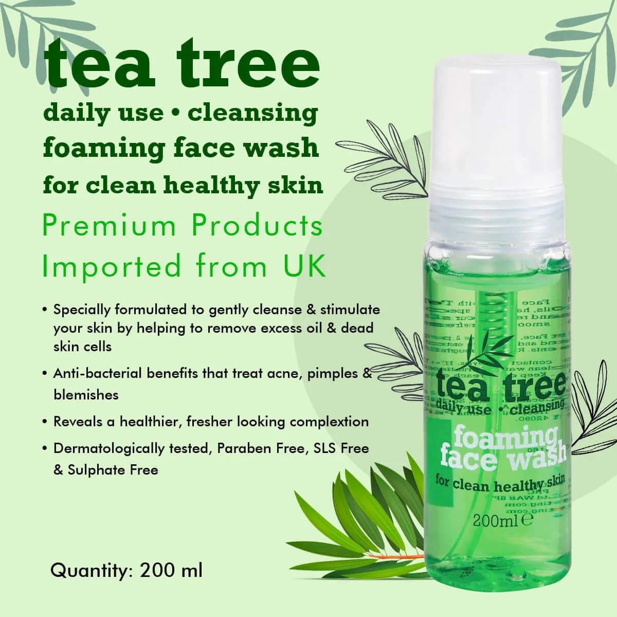 Xpel Tea Tree Foaming Face Wash 200ml