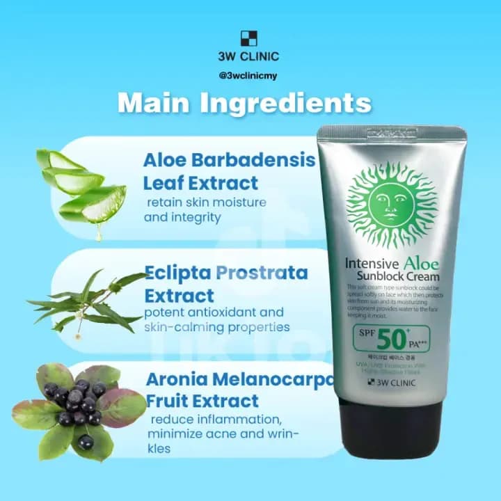 3W Clinic Intensive Aloe Sunblock Cream SPF 50+ PA+++ (70ml)