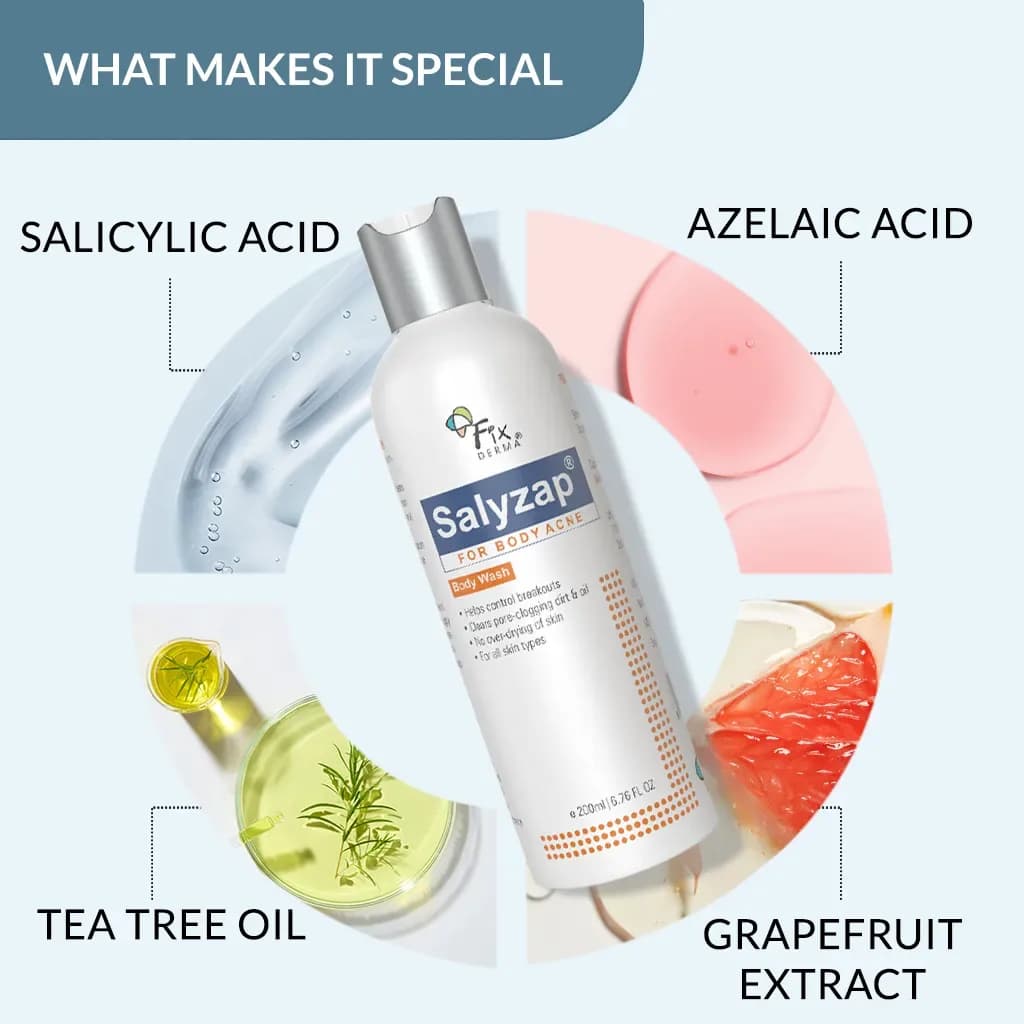 Fixderma Salyzap Body Wash for Body Acne with Salicylic Acid & Azelaic Acid (100ml)