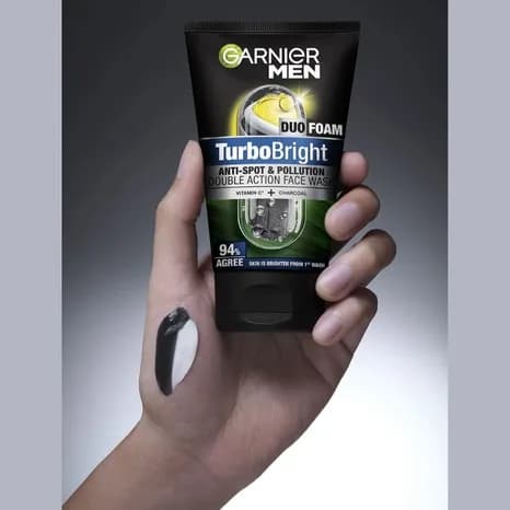 Garnier Men Turbo Bright Anti-Pollution and Spots Duo Foam Face Wash (Indonesia) 100ml