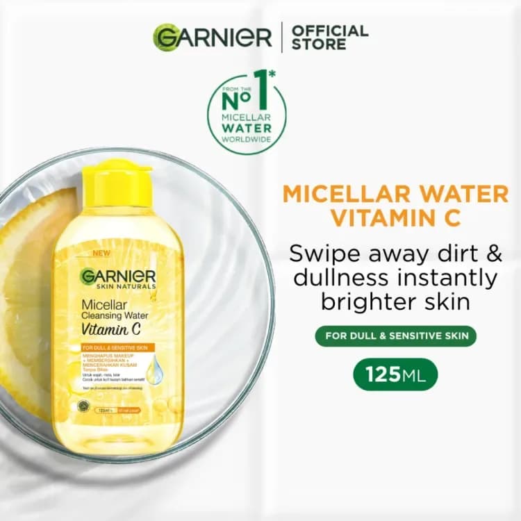 Garnier Skin Naturals Vitamin C Micellar Cleansing Water For Dull & Sensitive Skin, 125 ML