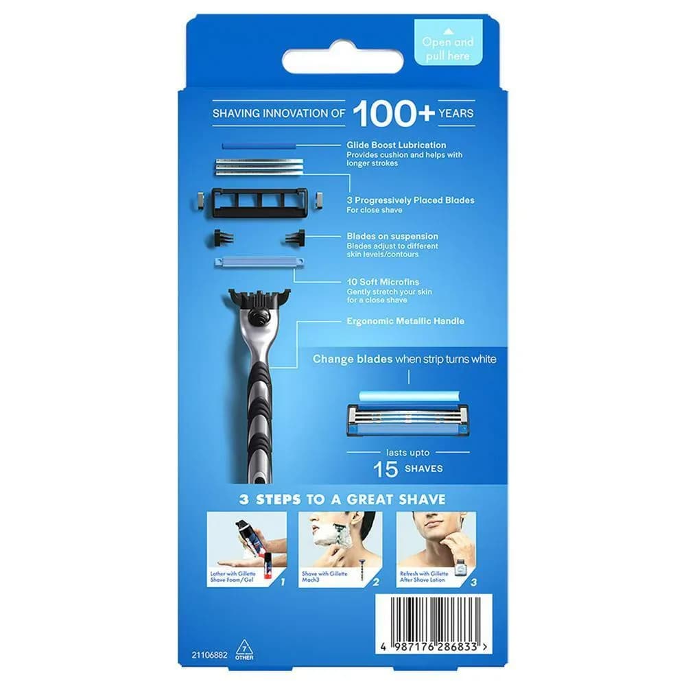 Gillette Mach3 Manual Shaving Razor 3 Blades