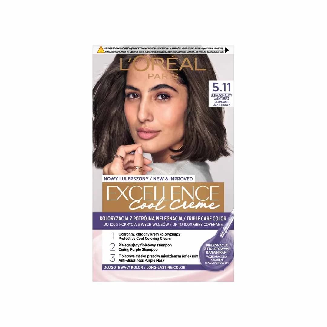L'Oréal Paris New & Improved Excellence Cool Creme permanent hair dye 5.11 Ultra Ash Light Brown