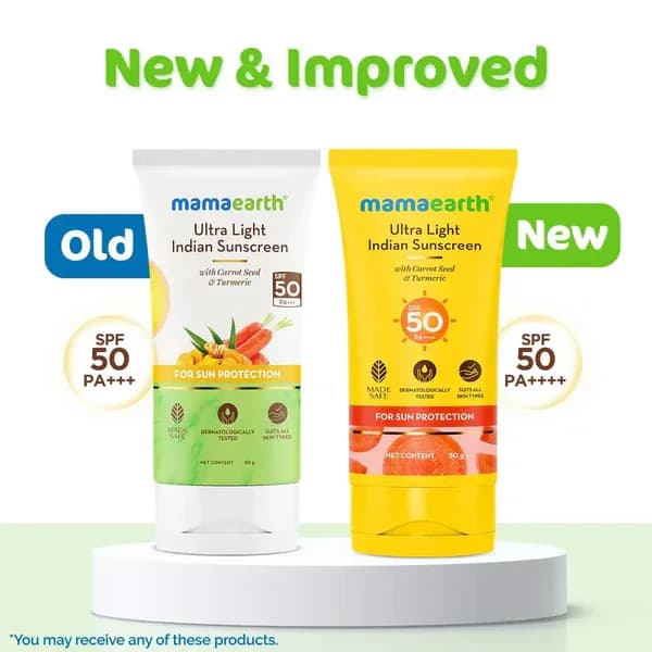 Mamaearth Ultra Light Indian Sunscreen with Carrot Seed & Turmeric – 50g