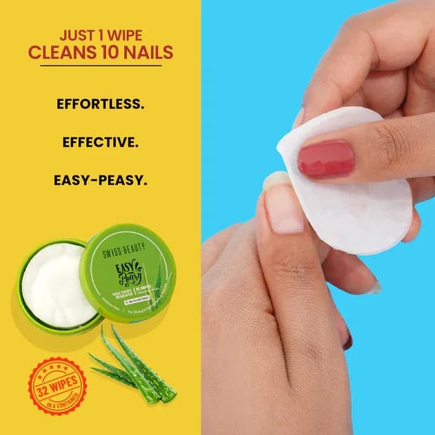 Swiss Beauty Easy Peasy Nail Paint Remover 32pcs Wipes Lemon With Vitamin C 01