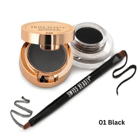 Swiss Beauty Eyebrow & Gel Eyeliner 2 in 1 – 7gm (01 BLACK)