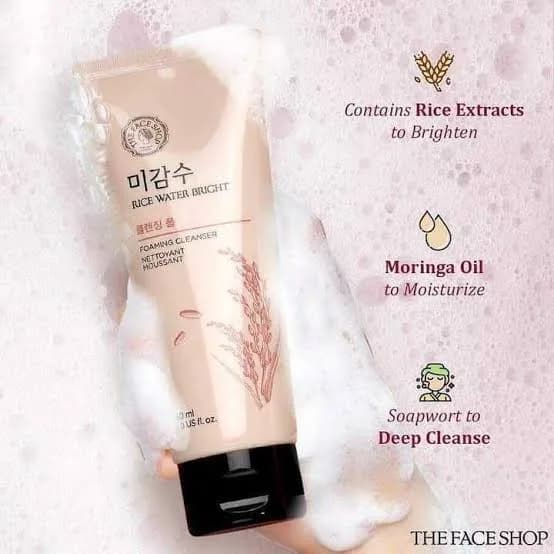 The face shop rice water bright cleanser 150ml and The Face Shop Rice Ceramide Moisture Cream 50ml